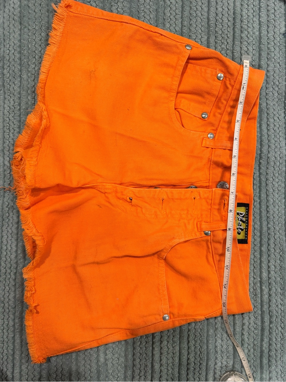 Dolls Kill High-Waist Frayed Hem Orange Denim Shorts